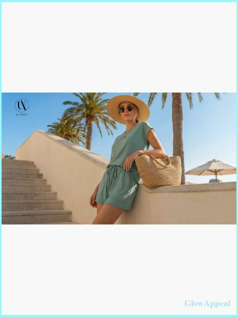 Two Piece Short Set Cap Sleeve Drawstring Summer Sweatsuit with Pocket